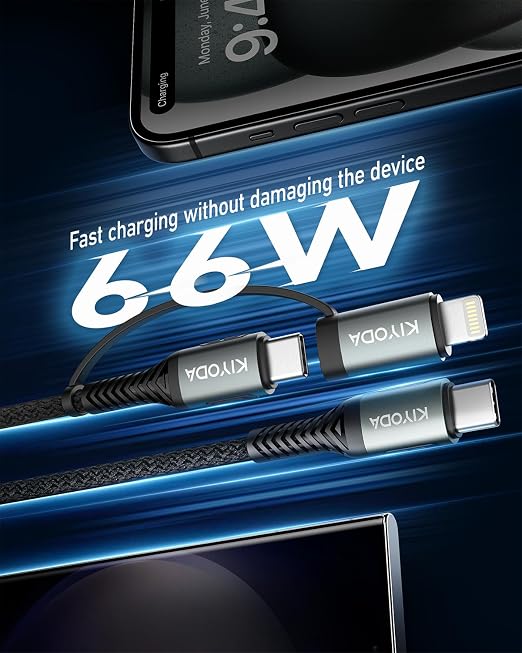 Coiled USB C to Lightning Cable 3FT, 2 in 1 iPhone 15 Charger Cord - Image 3