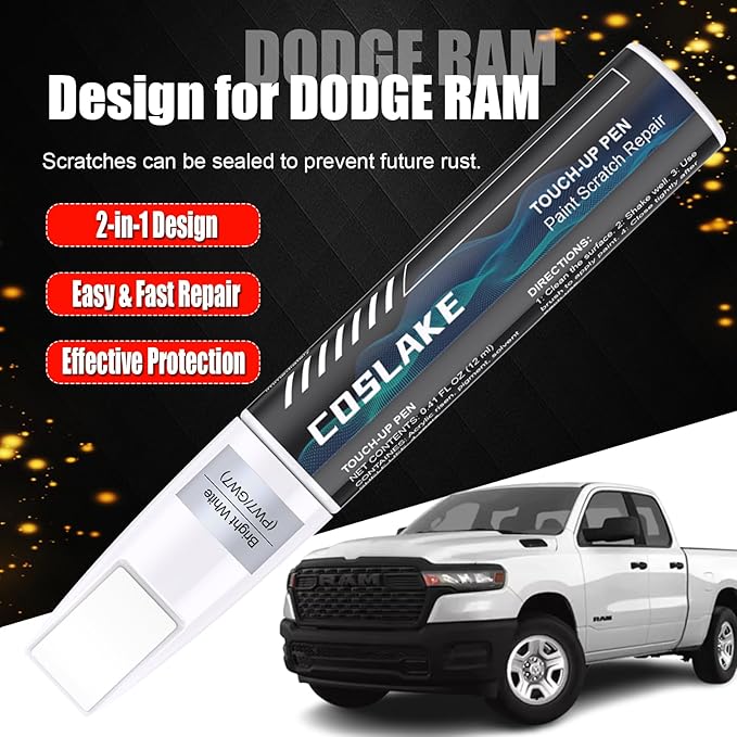 Car Touch Up Paint ) for Dodge Ram, Car Paint Scratch Repair Kit, Quick & Easy - Image 2