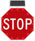 30" Solar Stop Sign Solar Powered LED Blinking Reflective Street Traffic by Unknown