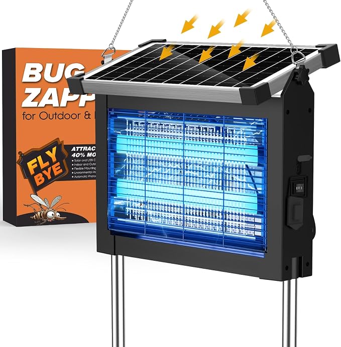 Solar Bug Zapper Outdoor, Jinyeda 4500V Rechargeable Mosquito Zapper 4000mAh by BugZapper