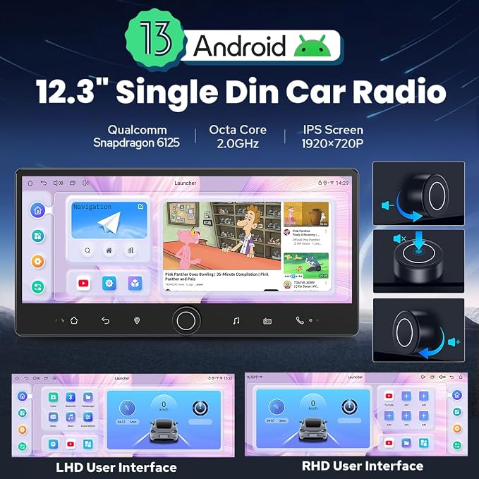 Joying 12.3" Single Din Touchscreen Radio Android 13 Head Unit - Image 2
