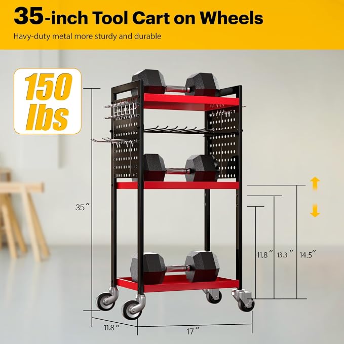 Power Tool Organizer Cart, Garage Tool Storage, Heavy Duty 4 Tier Floor - Image 7