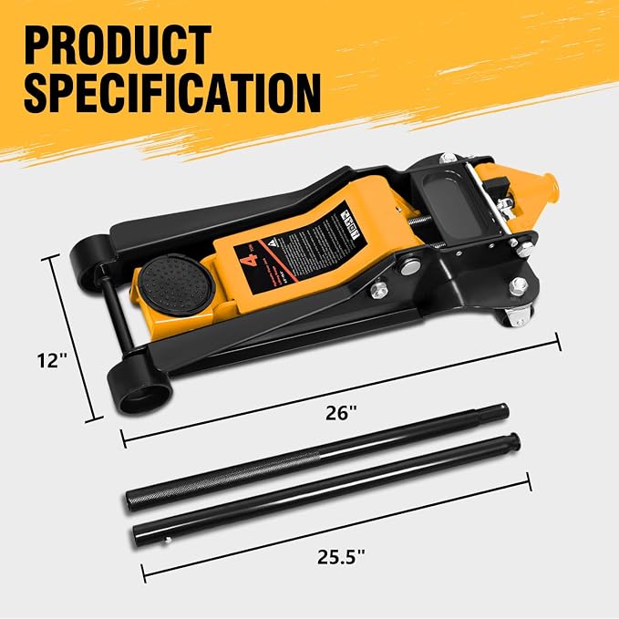 DNA MOTORING Low Profile Hydraulic Trolley Service/Floor Jack, 4 Ton Capacity - Image 5