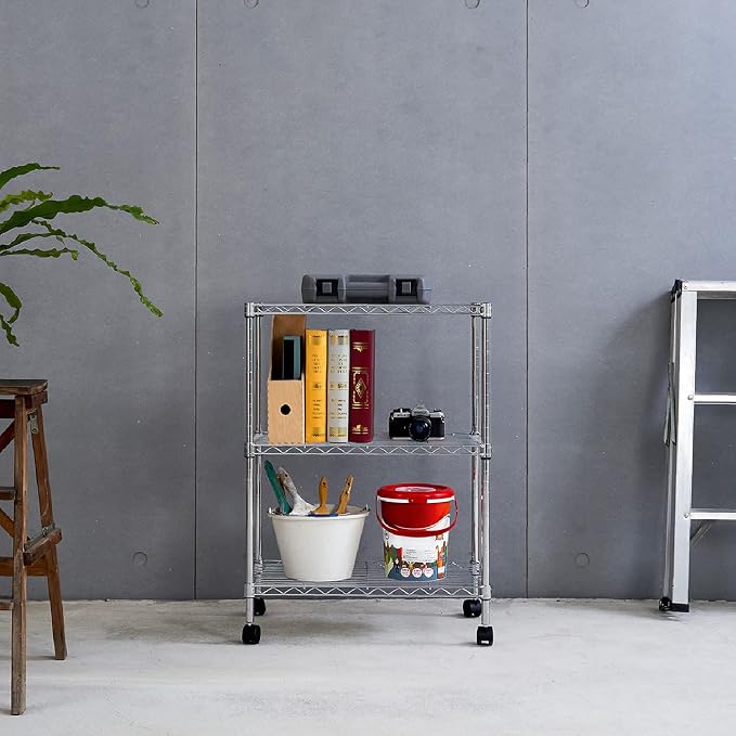 3 Tier Wire Shelving Unit Storage Rack, Metal Heavy Duty Utility Organizers - Image 2