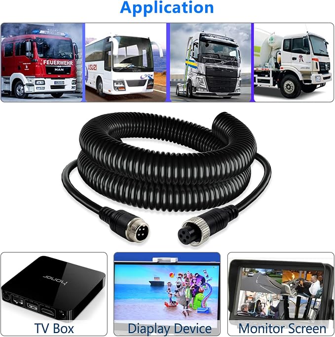 4 Pin Camera Cable with Corrugation Tube Cover, Car 4Pin Aviation Video - Image 5