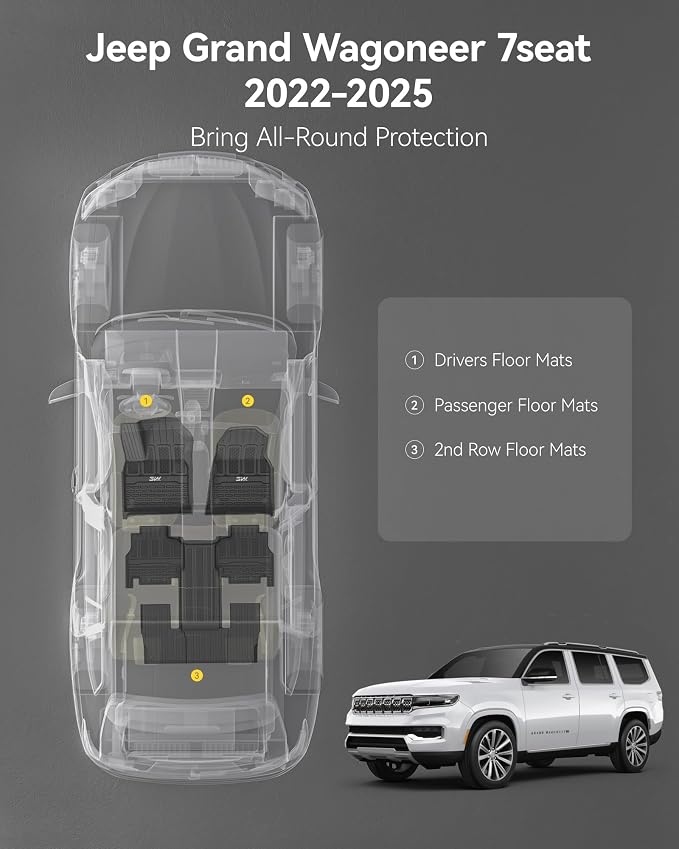3W Floor Mats Fit for Jeep Grand Wagoneer/Grand Wagoneer L 2022 2023 2024 2025 - Image 3