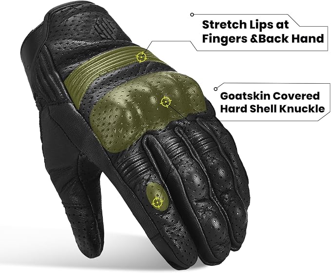 ILM Goatskin Leather Motorcycle Motorbike Powersports Racing Gloves Touchscreen - Image 2