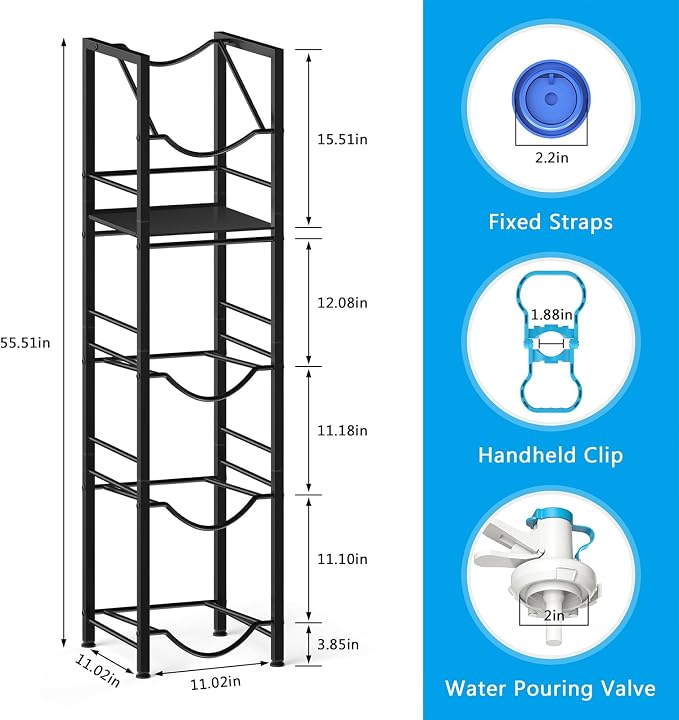 2-In-1 5 Gallon Water Jug Holder, 5 Tier Water Jug Stand Holder - Image 6