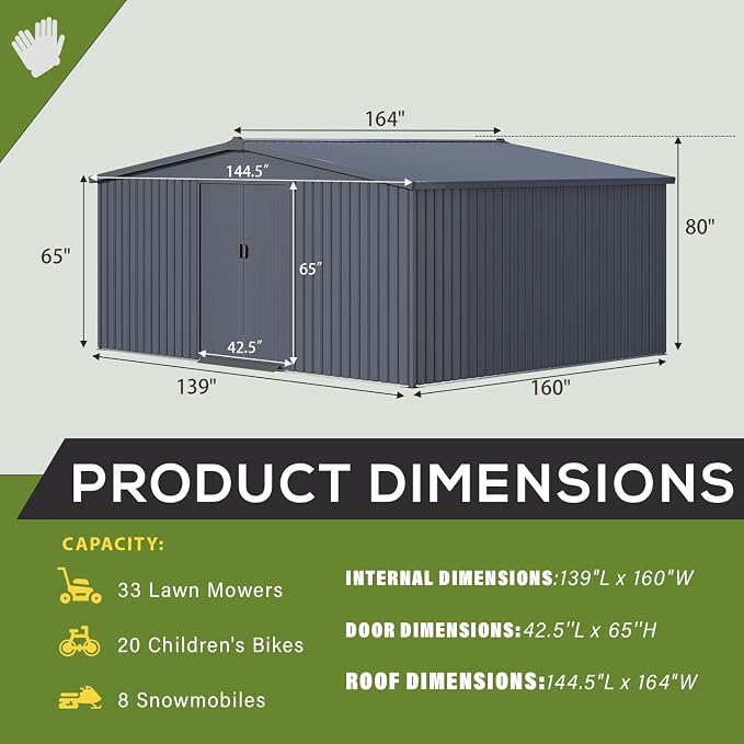 AECOJOY 12' x 14' Outdoor Storage Shed - Image 4