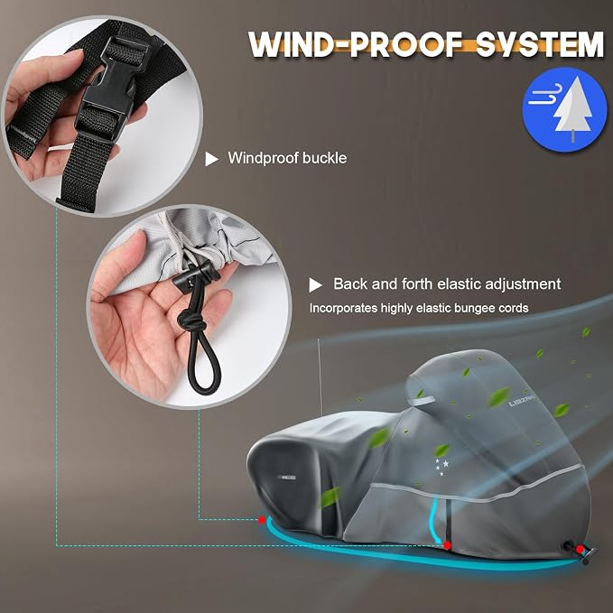Motorcycle Cover LI LIBZAKI 600D Heavy Duty Storage All Season Universal - Image 4