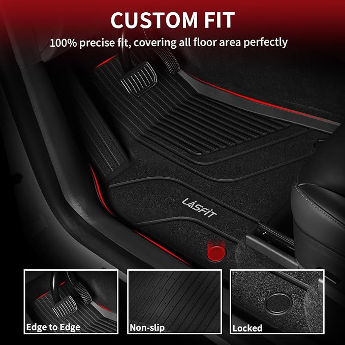 LASFIT Floor Mats for Tesla Model X 6 Seater & Model X Plaid 2025 2024 2023 - Image 2