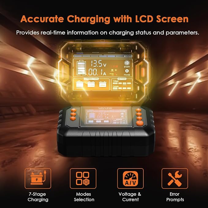 WAVLINK Smart Battery Charger, Car Battery Charger - Image 4