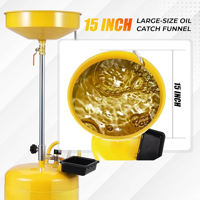 20 Gallon Waste Oil Drain Tank Portable Air Operated Oil Drainer - Image 4