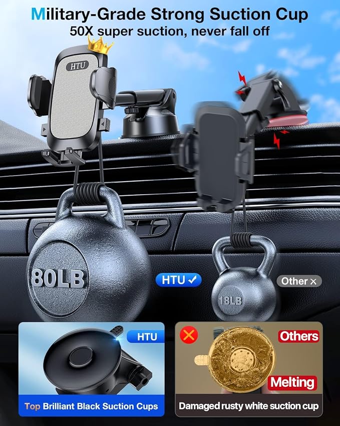 HTU 2025 Upgraded Car Phone Holder 【Safety Certs & No Smell】 Cell Phone Holder - Image 2