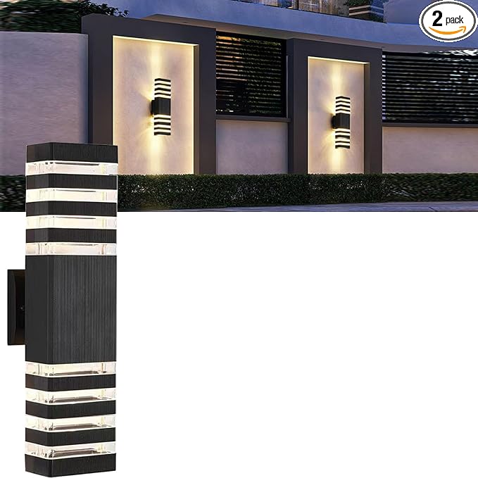 18inch LED Square Up & Down Wall Lights, 24W Outdoor Wall Light 4000K Day White by Yongjishun