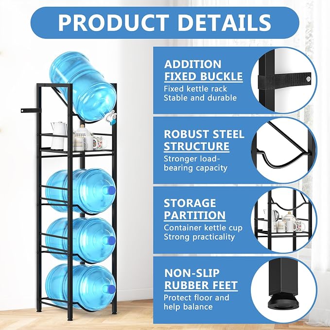 2-In-1 5 Gallon Water Jug Holder, 5 Tier Water Jug Stand Holder - Image 7