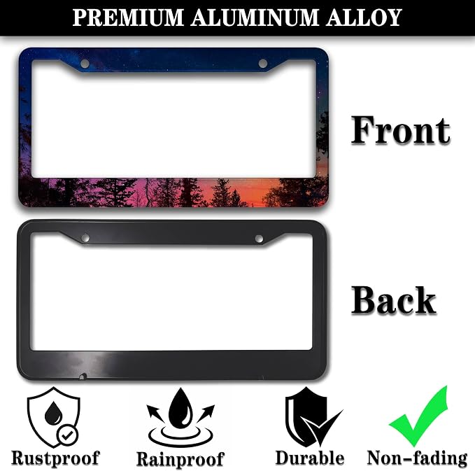 Car Plate Frame for Women Multicolor License Plate Frames for Men Forest Night - Image 3