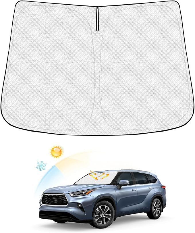 Windshield Sun Shade for Toyota Highlander 2020-2025 2026 Accessories Thicken by Canvcle