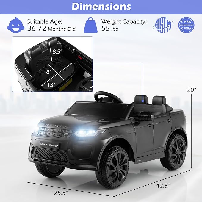 Costzon 12V Kids Ride On Car, Licensed Land Rover Electric Vehicle w/Remote - Image 6