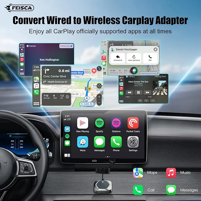 Wireless CarPlay Adapter for iPhone, Convert Wired to Apple CarPlay Wireless - Image 2
