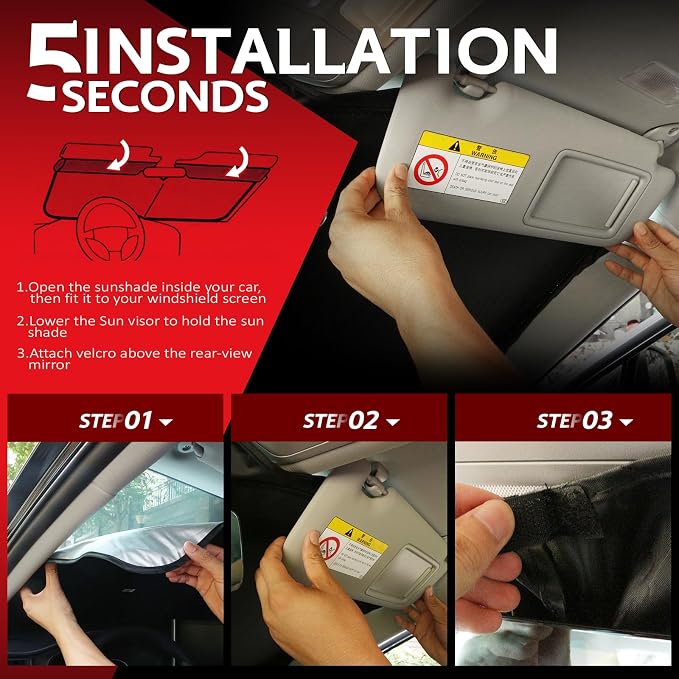 KAYZT Windshield Sun Shade for 2021-2025 Volkswagen VW ID.4 Foldable Sunshade - Image 5