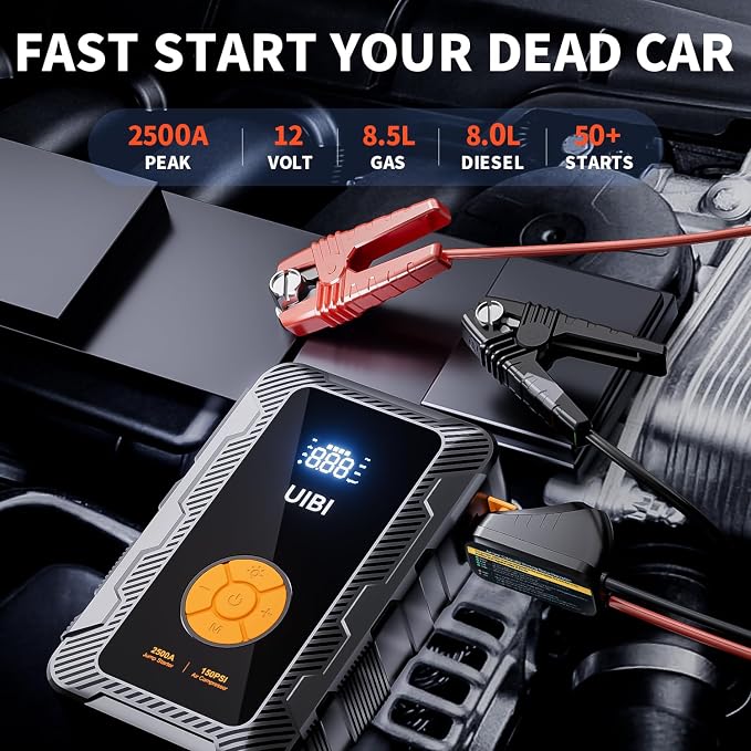 X6 Jump Starter with Air Compressor 150PSI, 2500A Car Battery Jumper Starter - Image 2