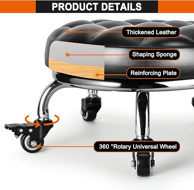 Low Rolling Stool, Low Stool - Image 5
