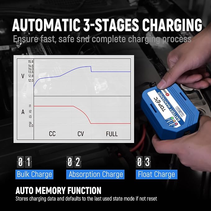 2 Amp Car Battery Charger, 12V Smart Fully Automatic Battery Charger Maintainer - Image 4