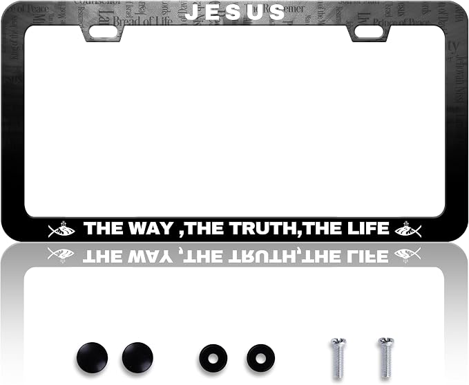 Jesus The Way The Truth The Life License Plate Frame Cross License Plate Frames by HOWKWAWY