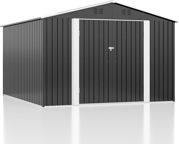WKM 10x10 FT Outdoor Storage Shed, Utility Metal Tool Storage - Image 2