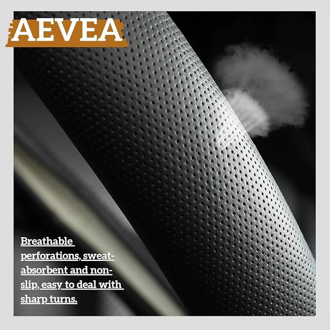 Cowhide Steering Wheel Cover Heat Resistant Anti-Slip Car Wheel Wrap Compatible - Image 6