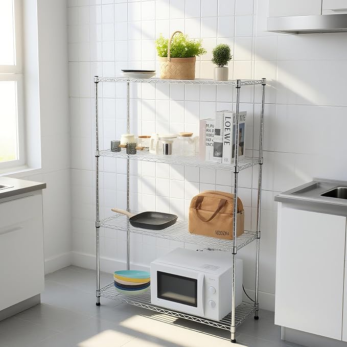 Heavy-Duty 4 Tiers Chrome Steel Wire Shelving NSF Certified. Adjustable Storage - Image 2