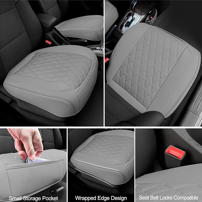 2 Pack PU Leather Front Car Seat Cover Bottom Car Seat, Anti-Slip and Full Wrap - Image 4