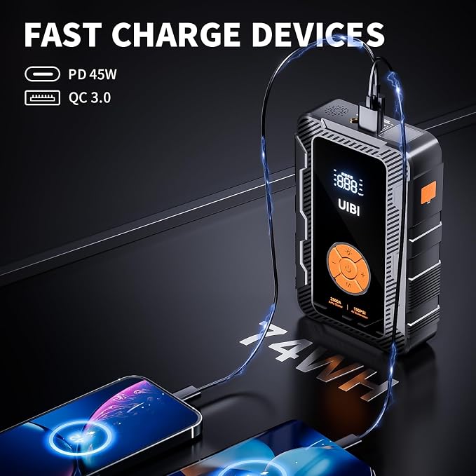 X6 Jump Starter with Air Compressor 150PSI, 2500A Car Battery Jumper Starter - Image 5