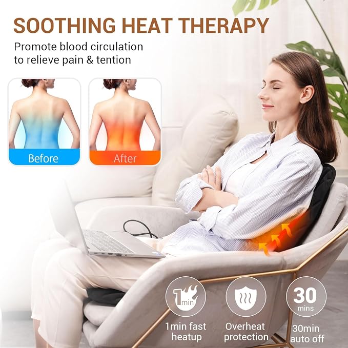 Back Massager with Heat, Heated Seat Cover Cushion with 5 Vibrating Massage - Image 5