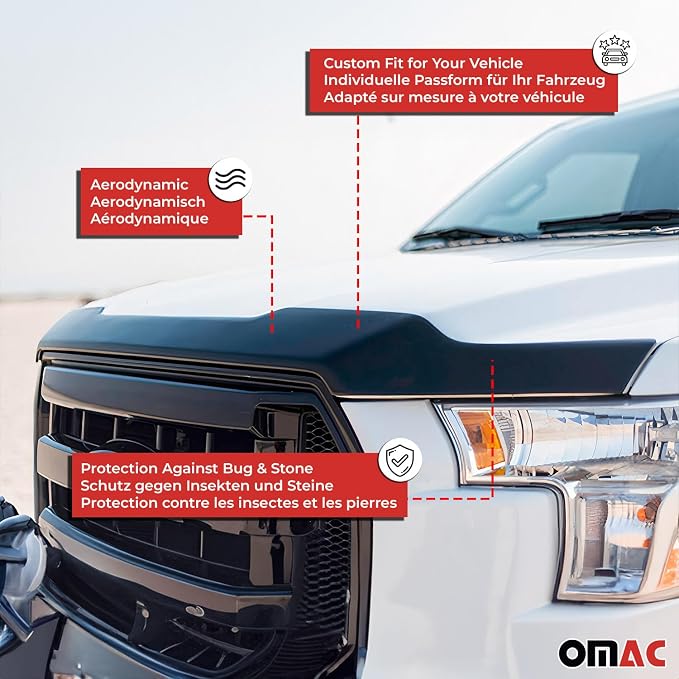 OMAC Front Bug Shield Hood Deflector Guard fits Kia Sportage 2017-2022 Black - Image 3