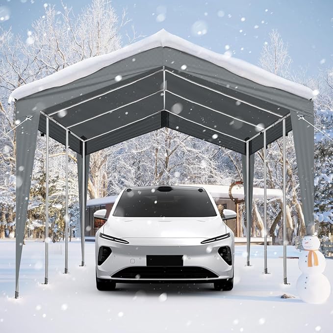 VINGLI 12x20 Carport Canopy Portable Garage, Car Canopy Heavy Duty Car Tent - Image 2