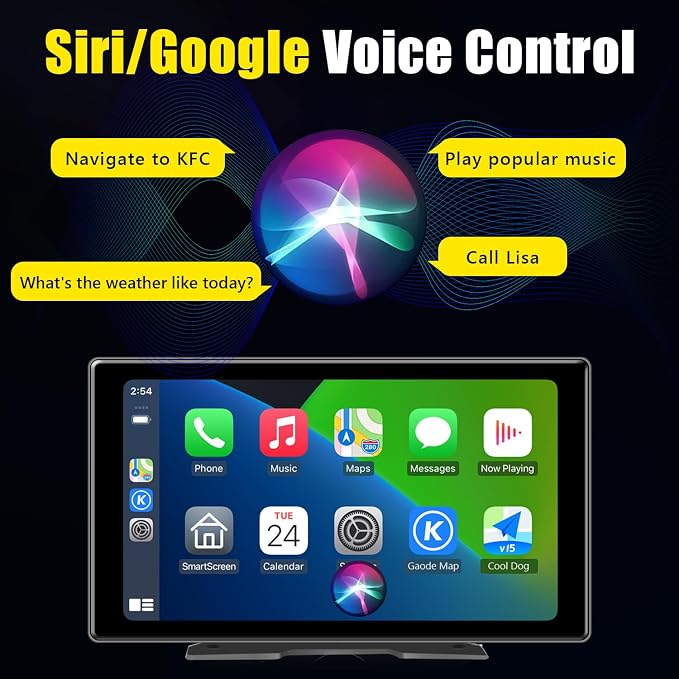9inch Portable Carplay Screen for Car, Wireless Apple Carplay & Android Auto - Image 8