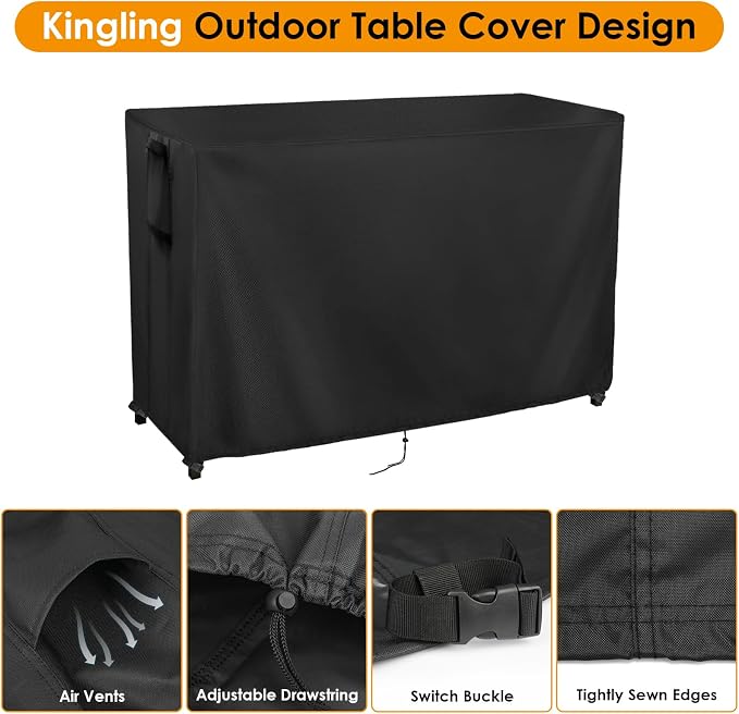 Kingling Outdoor Table Cover for Outdoor Bar Table, 73 Inch Waterproof Bar - Image 3