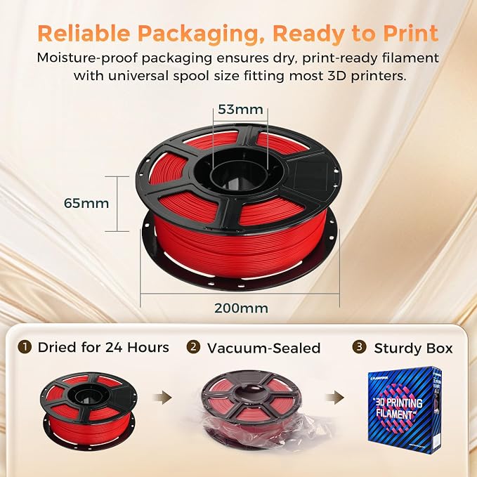 FLASHFORGE PLA Filament 1.75mm +/- 0.02mm, Matte Red 3D Printer Filament 1kg - Image 7