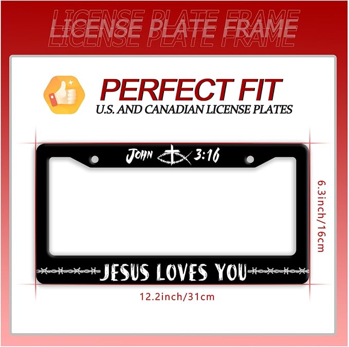 John 3:16 Jesus Loves You License Plate Frame Christian License Plate Frames - Image 7