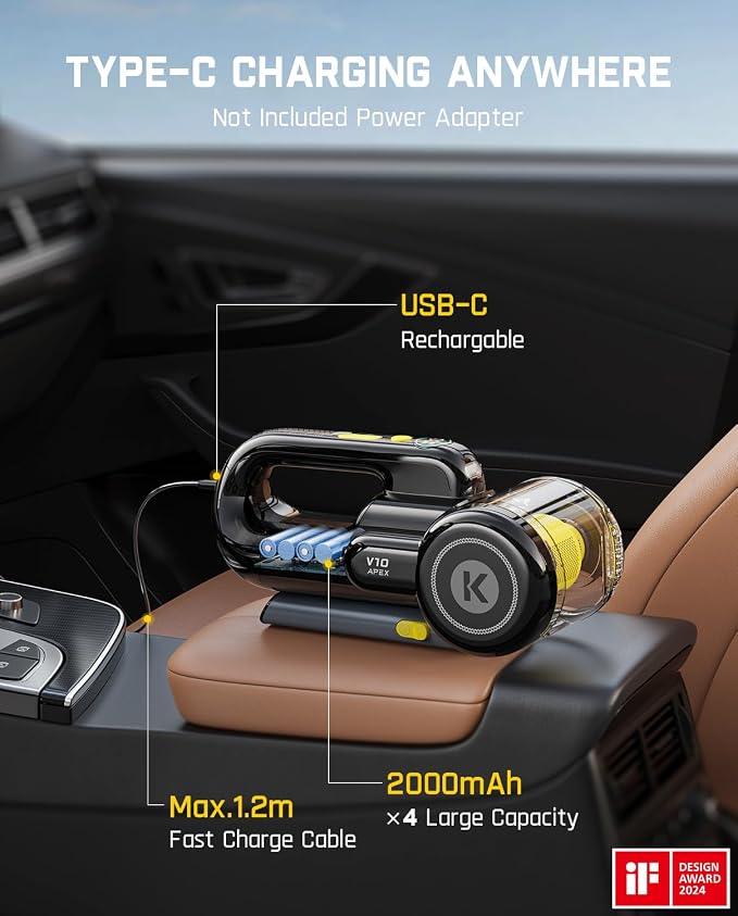 Fanttik Fold V10 APEX Pivot Cordless Car Vacuum, 17000Pa Handheld Vacuum - Image 7