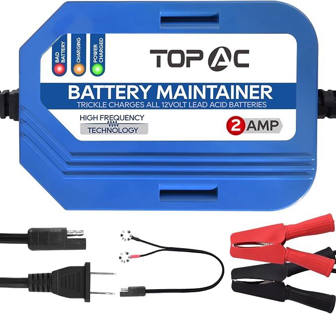 2 Amp Car Battery Charger, 12V Smart Fully Automatic Battery Charger Maintainer by TOPDC