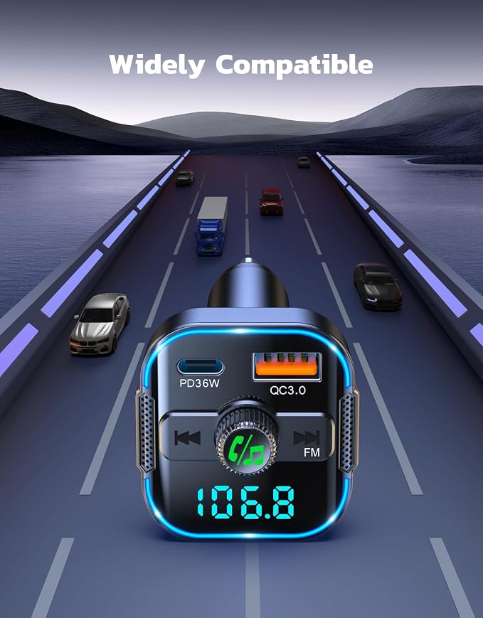 Bluetooth 5.3 Car Adapter【PD 36W+QC3.0 18W】, 2-in-1 FM Bluetooth Transmitter - Image 6