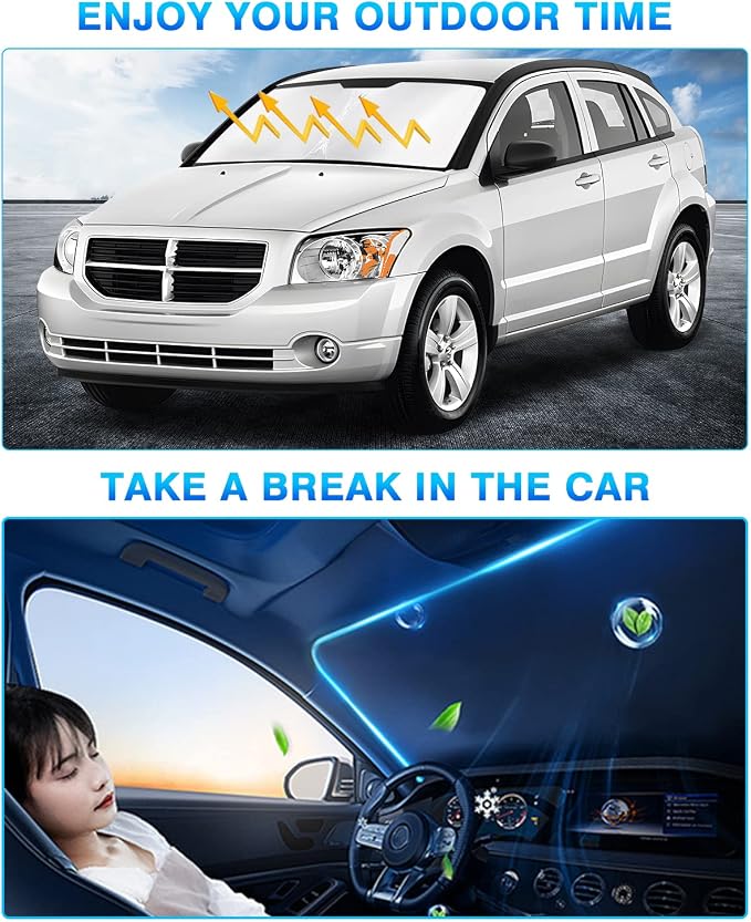 KUST Windshield Sun Shade for 2007–2012 Dodge Caliber Window Shade Sun Visor - Image 7