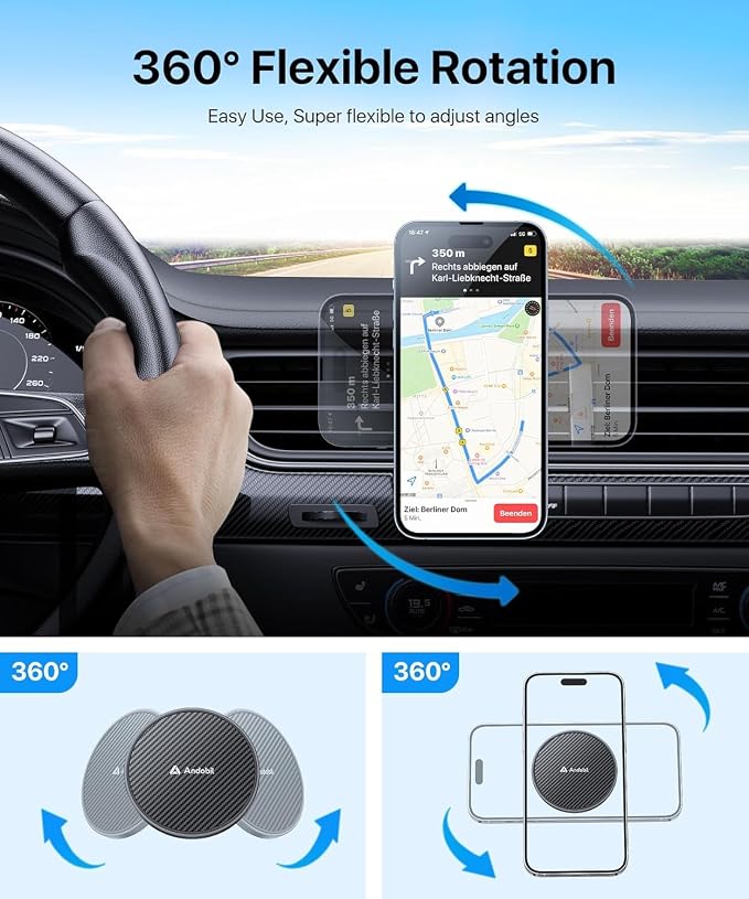 andobil Magnetic Phone Holder for Car Vent Suitable for iPhone 16/15/14 Grey - Image 4