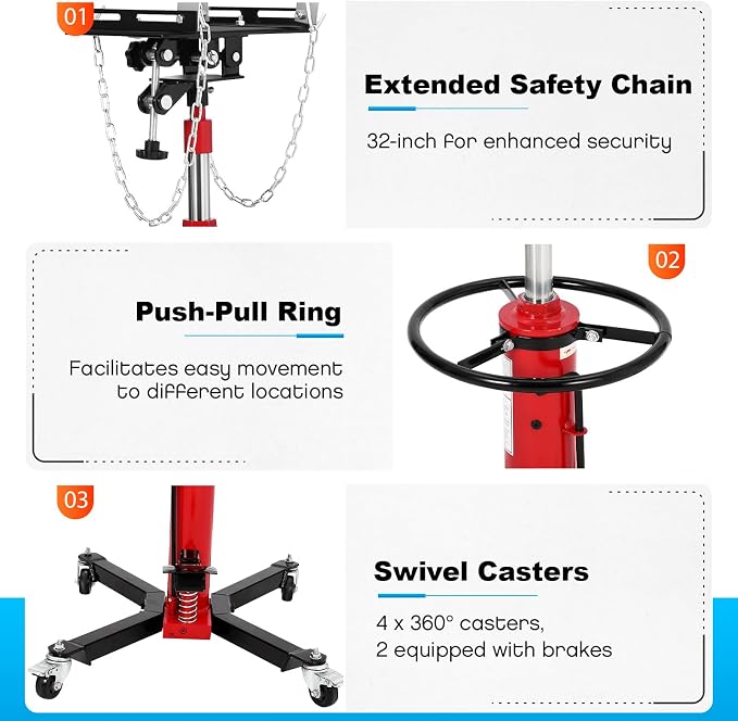 Transmission Jack, 2-Stage Hydraulic Telescopic Jacks, Lifts 34"-68", - Image 4