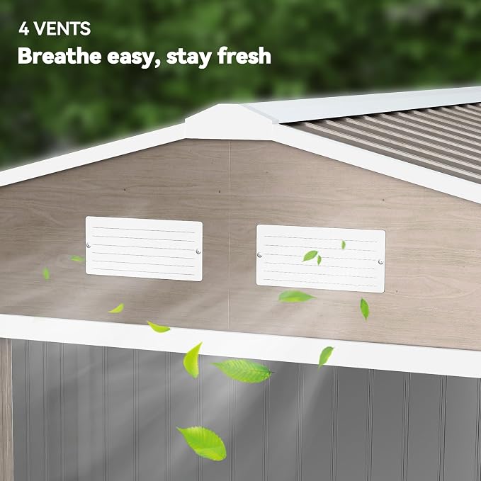 Outsunny 9' x 6' Outdoor Storage Shed, Garden Tool Metal Shed - Image 8