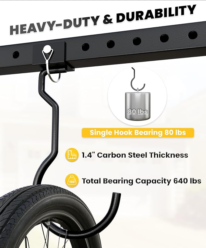 Bike Rack Celling Mount for Garage, Indoor Hangers Storage for 8 Bicycles - Image 4