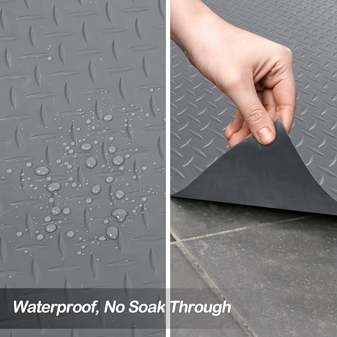 Garage Floor Mat, 4x8.2ft Diamond Rubber Plate Garage Flooring Rolls, Non-Slip - Image 7